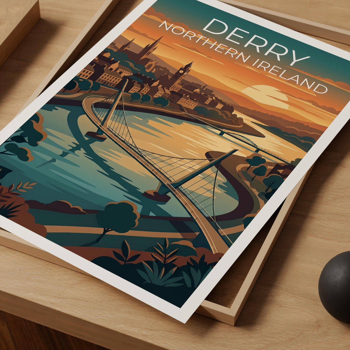 Derry Ireland Poster, Peace Bridge Art, Irish Decor