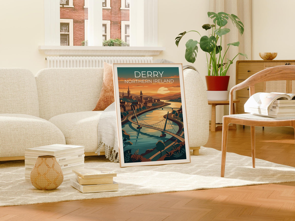 Derry Ireland Poster, Peace Bridge Art, Irish Decor