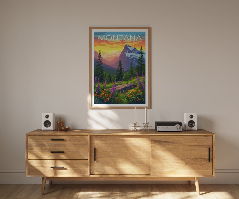 Montana Travel Print - Mountain Art - Gift for Hiker